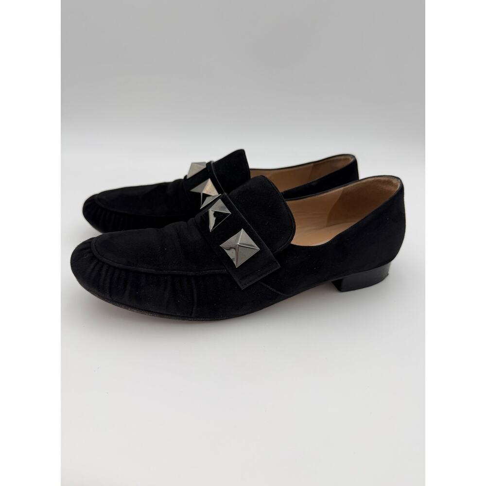 Valentino Rockstud Roman Stud Pleated Loafers Black Suede Size 38 / 8 - Picture 4 of 13